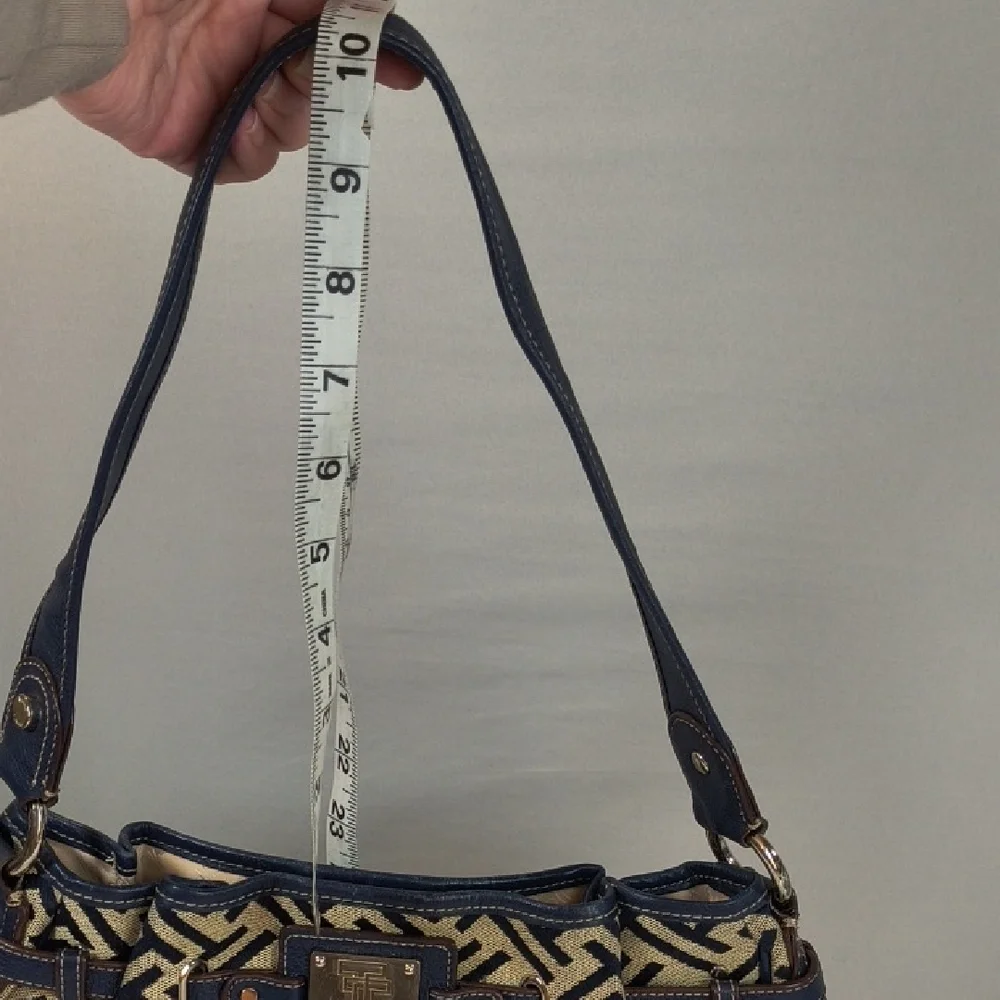 Tignanello Signature Jacquard/Blue leather trim handbag geometric pattern Purse - Picture 9 of 15